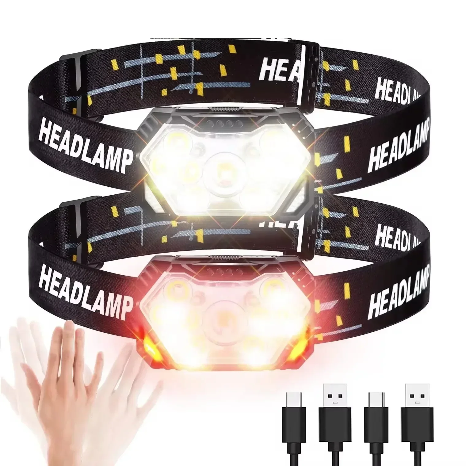 Fish Finder Battery - Krachtige LED-sensorkoplamp USB oplaadbare koplamp Led-hoofdlamp