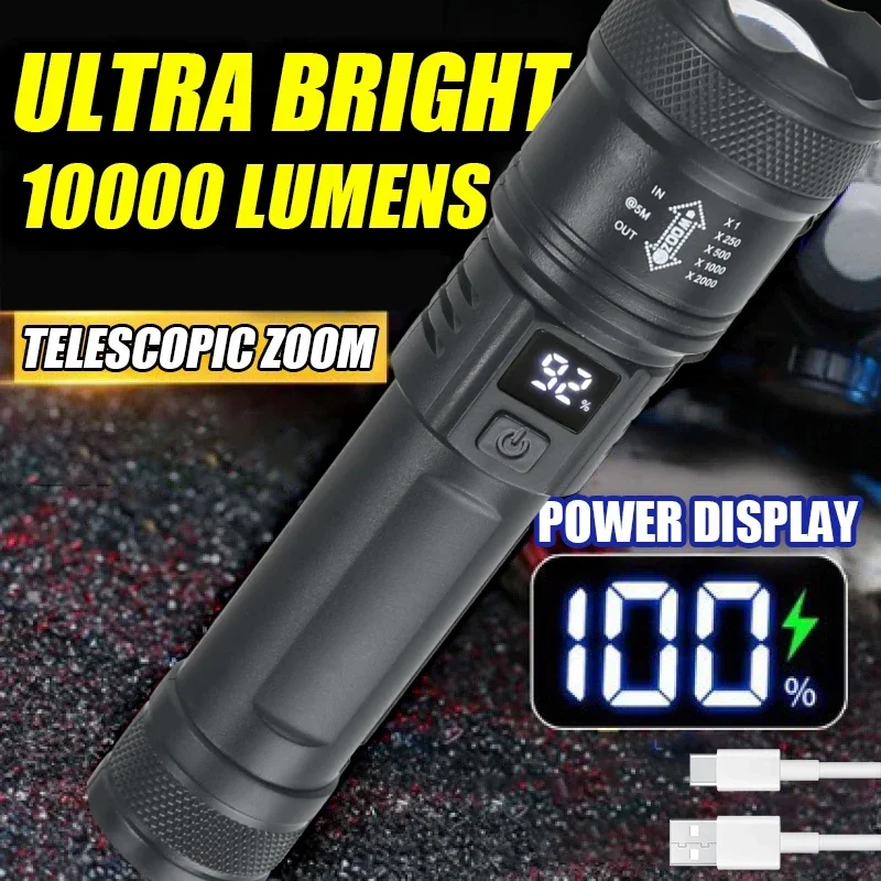 Fish Finder Battery - 9900lm Krachtige Led Zaklamp Batterij Display