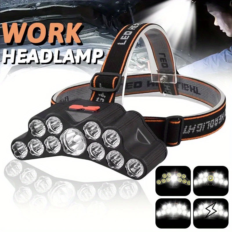 Fish Finder Battery - 11 LED-koplamp Sterk licht Hoofdlamp Type-C